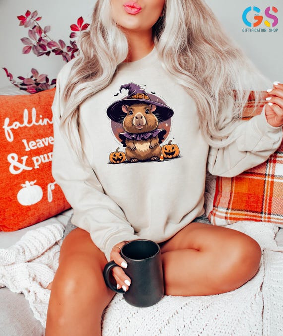 Halloween Capybara Sweatshirt, Animal Lover Sweatshirt, Halloween Costume for Kids, Halloween Party Sweatshirt, Cute Capy Halloween Hoodie