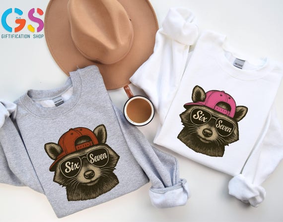 Six Seven Feral Raccoon Toddler Matching Sweatshirt, Sibling Animal Lover Sarcastic Sweater, Kid Top