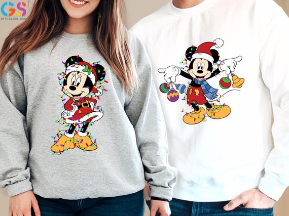 Mickey Minnie Christmas Couple Sweatshirts, Funny Couple Sweater,Christmas couple Hoodies,Cute Christmas Gift For Her,Christmas Couple Gifts