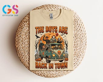 Halloween Horror Crew Tshirt, The Boys Are Back in Town Halloween Shirt, Spooky Van Tee, Scary Movie