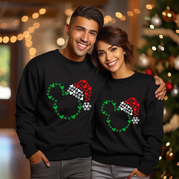 Christmas Mickey Sweatshirt, Christmas Minnie Santa Ears, Christmas Mickey Ears, Cute Christmas Sweatshirt, Disneyland at Christmas