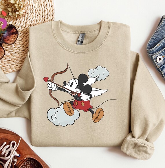 Cupid Mickey Sweatshirt, Valentines Day Mickey Sweater, Valentines Day Gift For Boyfriend, Mickey Sweatshirt For Him, Valentine Day Hoodie
