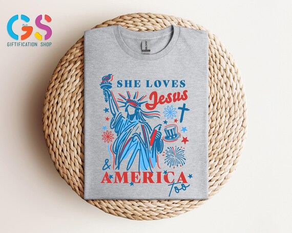 4th of July Shirt, USA Shirt, Jesus Loves America Shirt, Christian Shirt, America Shirt, Faith Based Shirt, Christian 4th July Shirt