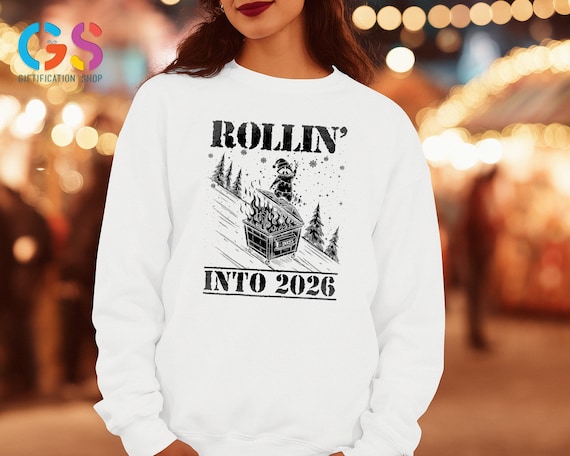 Happy New Year Sweatshirt, Raccoon Rollin Into Sweater, Sarcastic Dumpster Fire Hoodie, End Of Year Gift