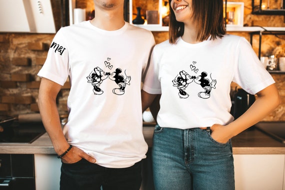Personalized Mickey and Minnie Valentine T-Shirt, Couple Shirt, Customized Disneyland Valentine Shirt, Custom Initial Shirt, Disney Gift
