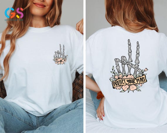 Protect Your Peace Shirt, Flower Skull Shirt, Skeleton Hand Tee, Motivational Shirt, Spring Shirt, Skeleton Design, Dead Inside, Pastel Tee