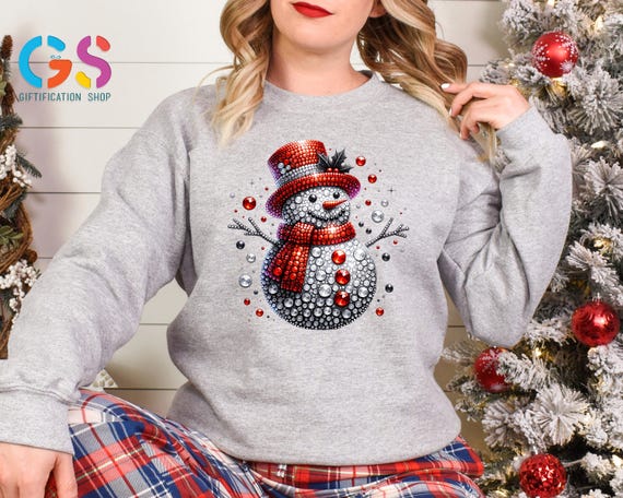 Snowman Sweatshirt, Merry Christmas Hoodie, Xmas Holiday Sweater, Let It Snow Clothing, Winter Season Apparel
