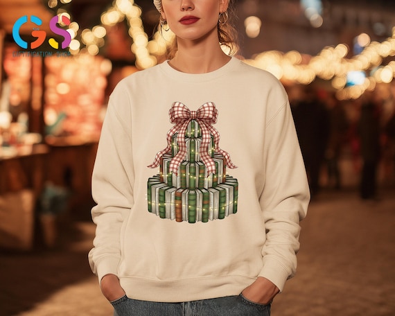 Book Tree Sweatshirt, All Booked For Christmas Sweater, Bookish Holiday Hoodie, Book Lover Happy New Year Clothing