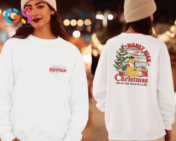 Custom Name Disney Character Christmas Sweatshirt, Matching Family Trip Sweater, Mickey And Friend Cruise Clothing