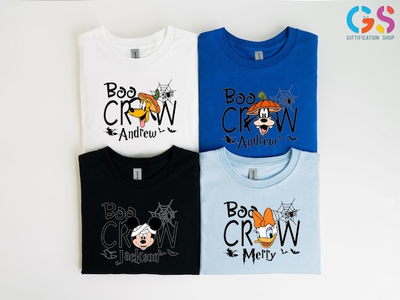 Custom Name Halloween Crew Tshirt, Disney Characters Halloween Shirt, Boo Crew Shirt, Spooky Season Disney Shirt, Disney Ghost Squad Shirt