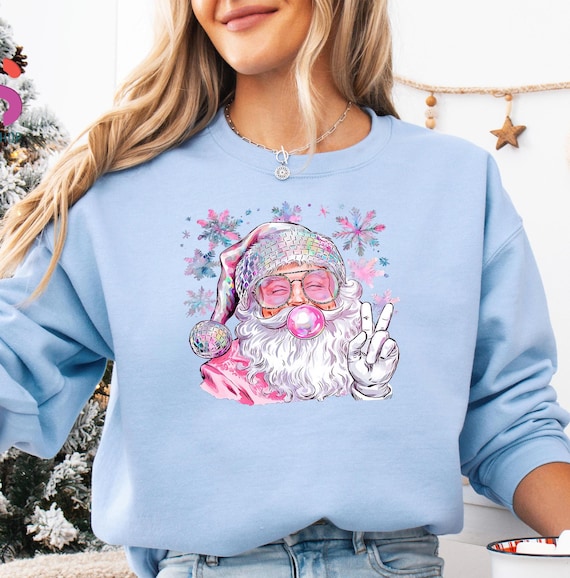 Disco Santa Sweatshirt, Santa Bubble Gum Sweater, Funny Santa Claus Hoodie, Christmas Party Sweatshirt, Funny Festive Sweatshirt, Xmas Gifts
