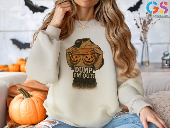 Dump Em Out Sweatshirt, Funny Pumpkin Boobs Sweater, Funny Halloween Sweatshirt, Spooky Season Hoodie, Halloween Adult Humor Sweatshirt