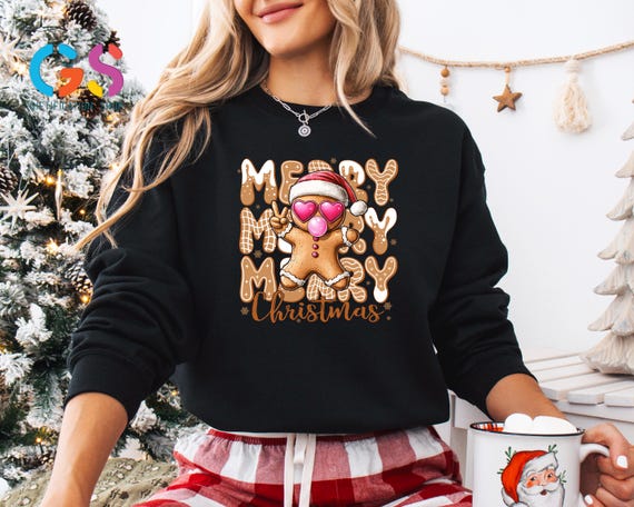 Merry Christmas Sweatshirt, Christmas Gingerbread Sweater, Gingerbread Bubble Gum Sweater, Funny Christmas Sweatshirt, Holiday Hoodie