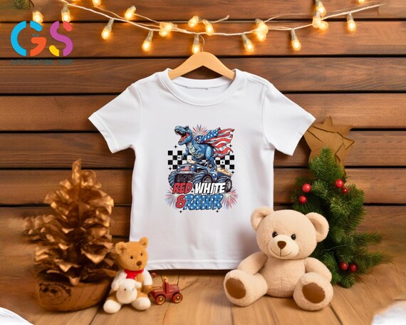 Red White Rawr T-Shirt, Funny 4th of July Shirt For Kids, Dinosaur Fourth July Tee, Funny Independence Day Gift For Kids, Toddler Gift Shirt