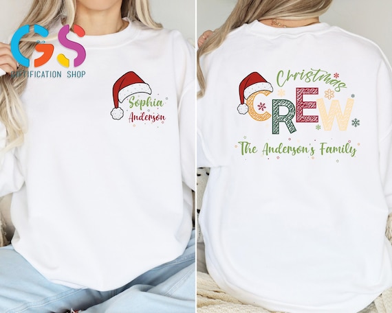 Custom Name Christmas Crew Sweatshirt, Custom Family Christmas Matching Sweater, Christmas Groups Hoodie, Holiday Gifts for Family