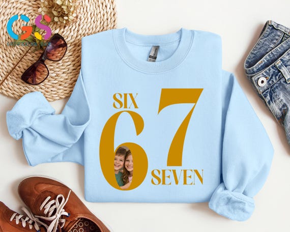 Personalized Six Seven Photo Toddler Sweatshirt, Youth 6 7 Funny Meme Sweater, Custom Picture Clothing