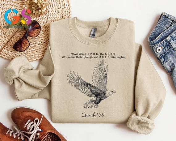 Hope in Lord Sweatshirt, Soaring Like Eagle, Christian Sweater, Religious Hoodie, Bible Verse, Gift for Believer