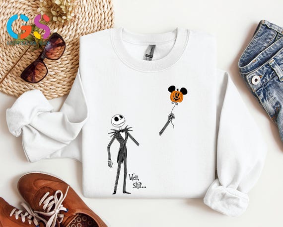 Skeleton Lost Balloon Sweatshirt, Well Shit Funny Skeleton Tee, Gothic Sarcastic, Mickey Pumpkin Halloween Shirt