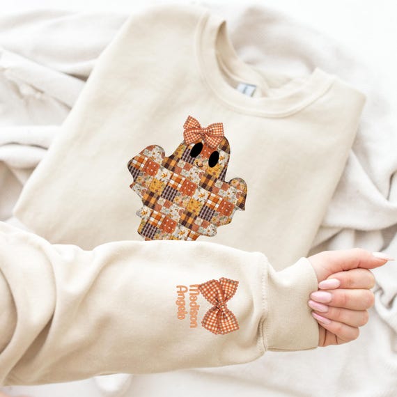 Custom Name Floral Pumpkin Sweatshirt,Preppy Floral Boo Sweater, Personalized Fall Season Sweater, Tis the Season Sweatshirt, Cute Patchwork