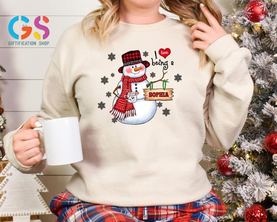 Personalized Christmas Snowman Sweatshirt, Winter Christmas Vibes Sweater, Custom Christmas Gift for Kids