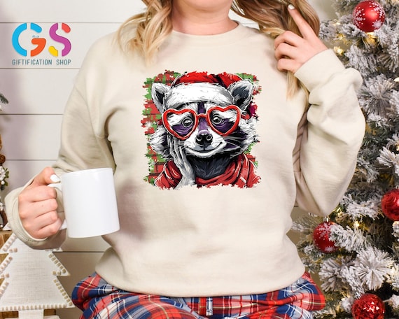 Merry Trashmas Sweatshirt, Christmas Raccoon Sweater, Funny Xmas Hoodie, Feral Animal Lover Santa Season Clothing