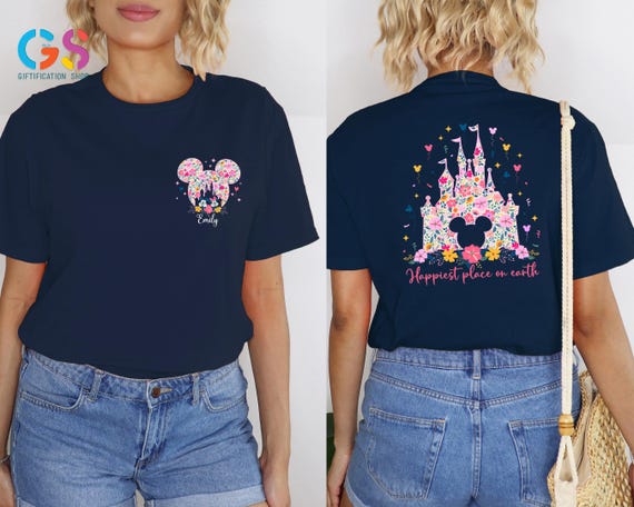 Personalized Floral Disney Vacation Shirt, Custom Disneyland Shirts, 2026 Family Disney Trip Tee