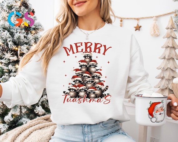 Merry Trashmas Sweatshirt, Christmas Raccoon Sweater, Funny Raccon Sweatshirt, Christmas Lights Raccoon Sweater, Funny Christmas Gift