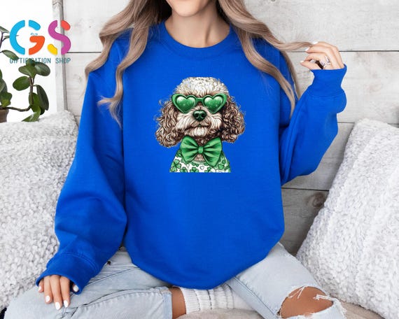 Poodle Saint Patricks Day Glasses Sweatshirt, Paddys Sweater For Dog Owner, Funny Lucky Charms Hoodie