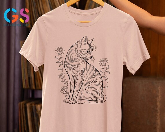 Floral Cat Shirt, Cat Mom Shirt, Floral Cat Tee, Cat Lover Shirt, Animal Lover Tee, Cat Mama Shirt, Cat Shirt, Funny Cat Shirt, Gift for Her