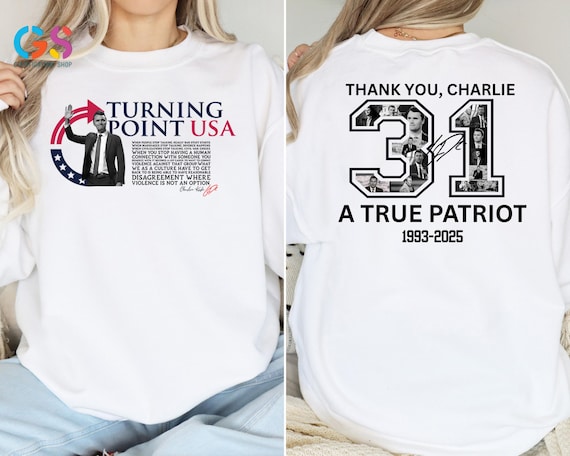 Turning Point Charlie Kirk Freedom Sweatshirt, Thank You Charlie, True American Patriot, Political Awareness Hoodie, Memorial Gift