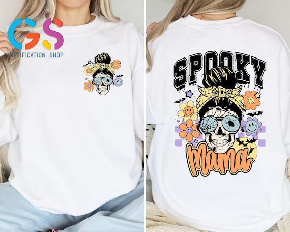 Spooky Mama Sweatshirt, Trendy Halloween Mama Sweater, Halloween Gift for Mama, Spooky Season Mom Hoodie, Skeleton Mom Sweatshirt, Mom Gift