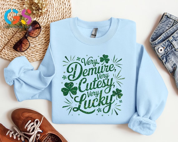 Very Demure Cutesy Lucky Shirts, St Patrick's Day Tee, Irish Shamrock Tee, Feeling Lucky ST Paddy's Shirt