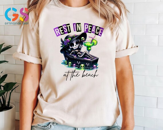 Rest in Beach Shirt, Funny Skeleton Shirt, Creepy Summer Shirt, Dark Summer Shirt, Road Trip Vacation Shirt, Beach Shirt, Coctail Shirt