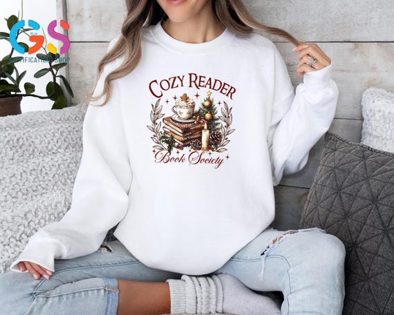 Cozy Reader Book Society Sweatshirt, Christmas Bookish Hoodie, Reader Winter, Book Lover Gift