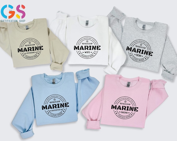 Custom Proud Marine Family Sweatshirt, Personalized Sweater With Member Name, Navy's Corps Appreciation Clothes