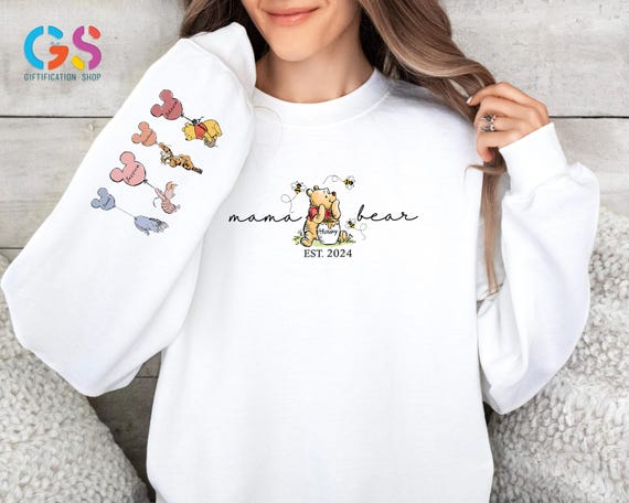 Custom Mama Bear Sweatshirt, Personalized Bear Lover Pullover, Cute Cozy Mom Sweater Gift, Disney Bear