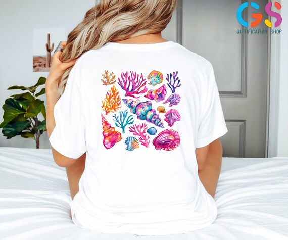 Floral Summer Shirt, Wildflower Seashell Shirt,Cute Summer Shirt,Seashell Shirt, Summer Vibes Tee, Beach Shirt, Woman Summer Gifts