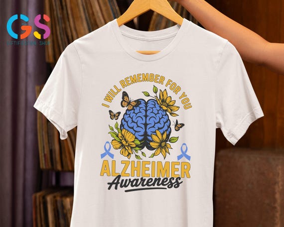 Alzheimers Awareness Shirt, Alzheimer Shirt, Floral Brain Shirt, Dementia Fighter Gift, Purple Ribbon Shirt, I Will Remember for You