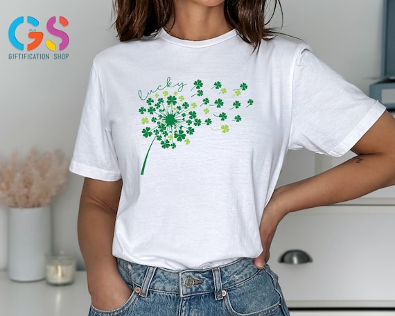 St Patricks Day Dandelion Shirt, Shamrock Clover Shirt, Dandelion Tee, Floral Gift For Women Tee, Saint Paddys Tee, Irish Gift, Lucky Shirt