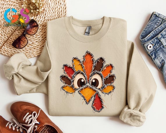 Turkey Thanksgiving Sweatshirt, Funny Turkey Face Hoodie, Vintage Fall Shirt