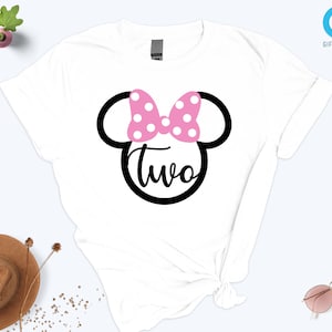 Two Birthday Shirt Girls, Minnie Mouse Head Shirt, Birthday Girl Shirt, Second Birthday Shirt, Gift For Baby Girl, Gift For Birthday Girl