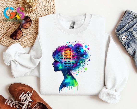 Funny Colorful Library Sweatshirt, Reading  Girl Sweater,Book Lover Sweatshirt,Trendy Bookish Sweatshirt, Bookworm Sweatshirt,Librarian Gift