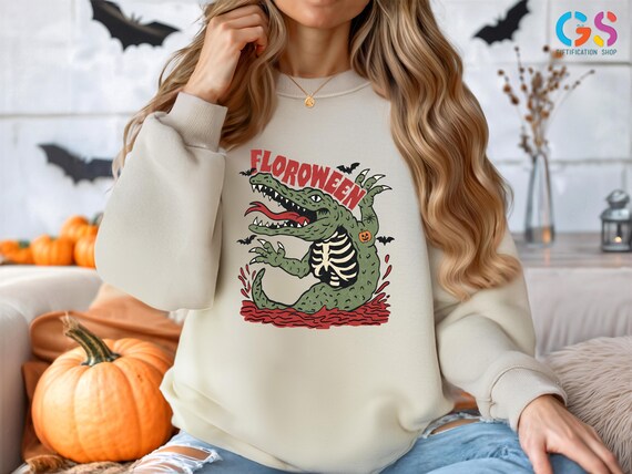Floroween Sweatshirt, Florida Alligator Sweater, Halloween Horror Sweatshirt, Funny Halloween Hoodie,  Halloween Costume, Halloween Party