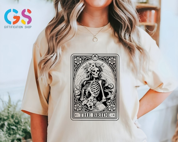 The Bride Tarot Card Shirt, Funny Bride Shirt, Honeymoon Shirt, Bride Gift, Bachelorette Party Shirt, Funny Skeleton Shirt, Gift for Bride