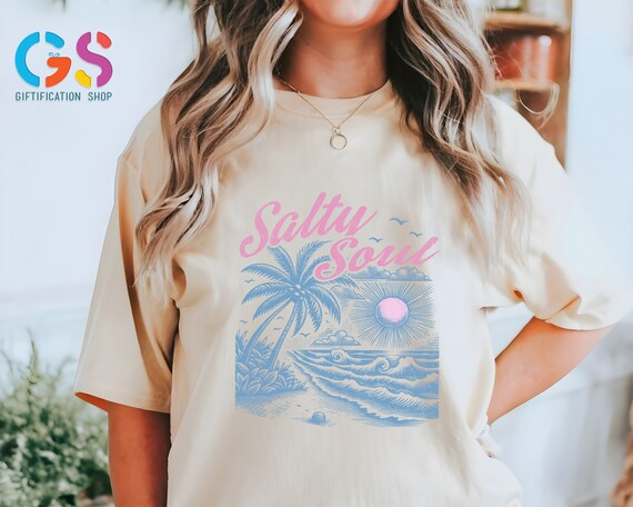 Salty Soul T-Shirt, Trendy Beach Shirt, Beach Party Shirt, Funny Sarcastic Summer T-Shirt, Humorous T-Shirt, Funny  Beach Shirt