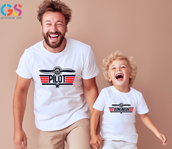 Pilot and Wingman Shirt, Father And Son Matching Shirt, Dad And Baby Tee, Daddy And Me Pilot Tshirt, Gift For Father's Day, Pilot Shirt