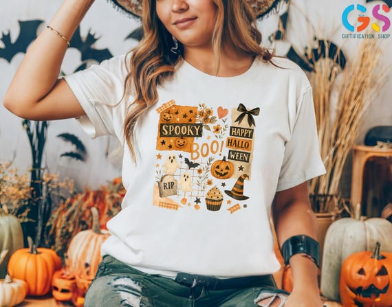Spooky Boo Halloween Shirt, Happy Halloween Shirt, Halloween Gift for Kids, Spooky Season Shirt, Pumpkin Shirt, Witchy Shirt for Women