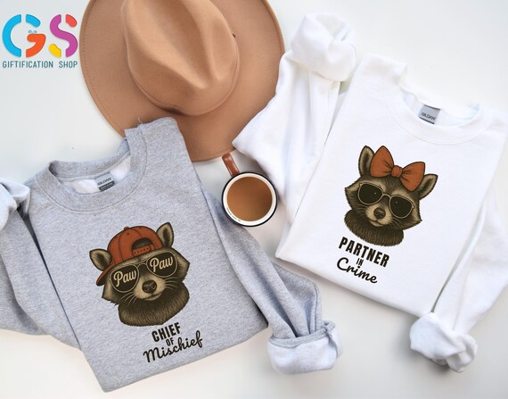 Pawpaw And Granddaughter Funny Raccoon Sweatshirt, Matching Girl Grandpa Sweater, Animal Meme Clothing