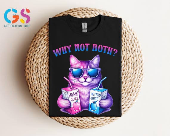 Bisexual Pride Shirt, Pride Cat Shirt, Bisexual Person Shirt, Retro Pride Gift, Why not Both Shirt,  Lgbt Shirt, Social Equality Shirt
