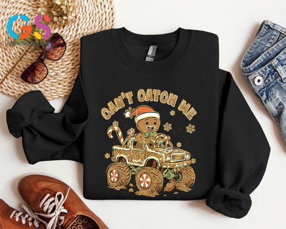 Gingerbread Truck Christmas Sweatshirt, Toddler Holiday Cookie Top, Kids Xmas Sweater, Bakery Boy Clothing